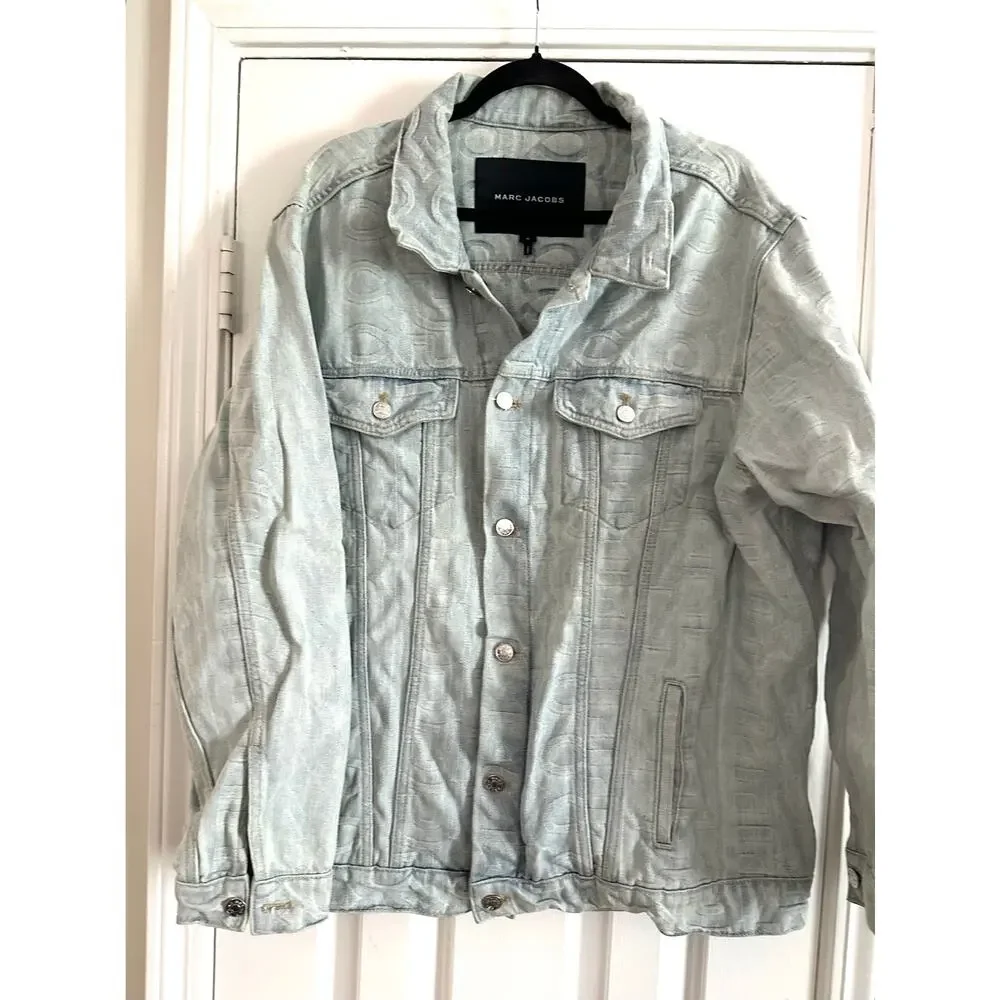 MARC JACOBS The Monogram Denim Jean Jacket Oversized Bomber Baggy - Sz Small - Picture 5 of 9